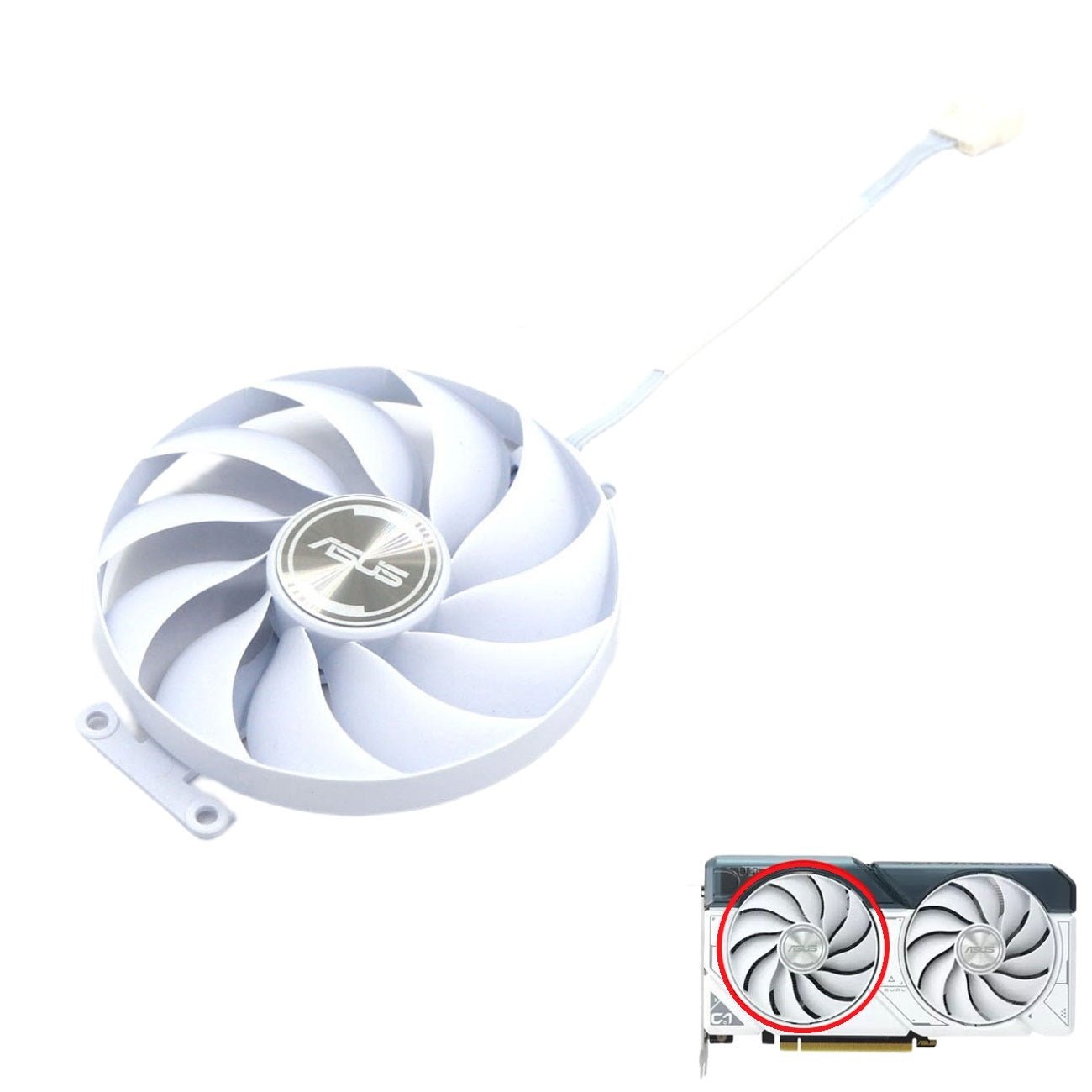 ASUS Dual GeForce RTX 4060, 4060 Ti White GPU Fan and Shroud Replacement