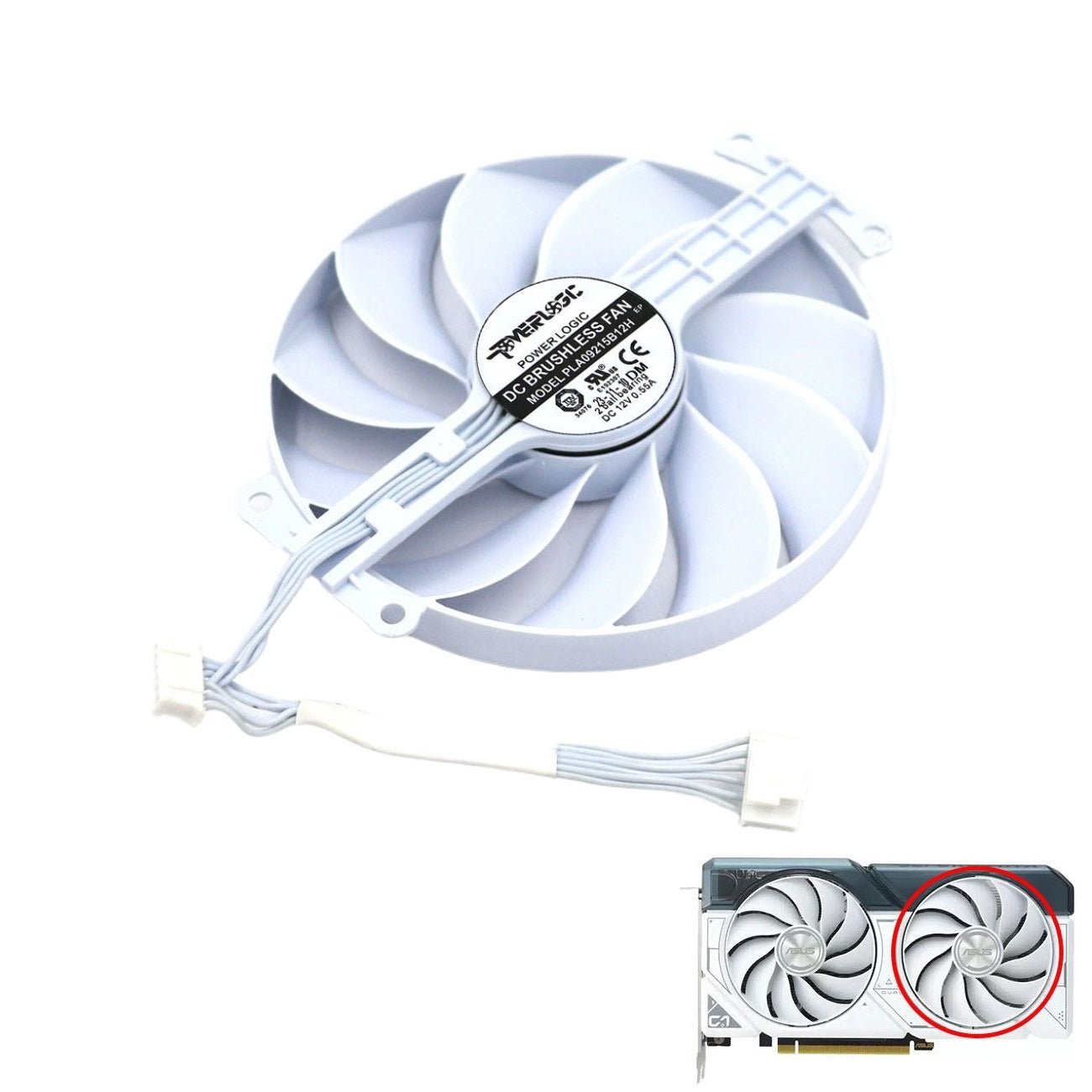 ASUS Dual GeForce RTX 4060, 4060 Ti White GPU Fan and Shroud Replacement