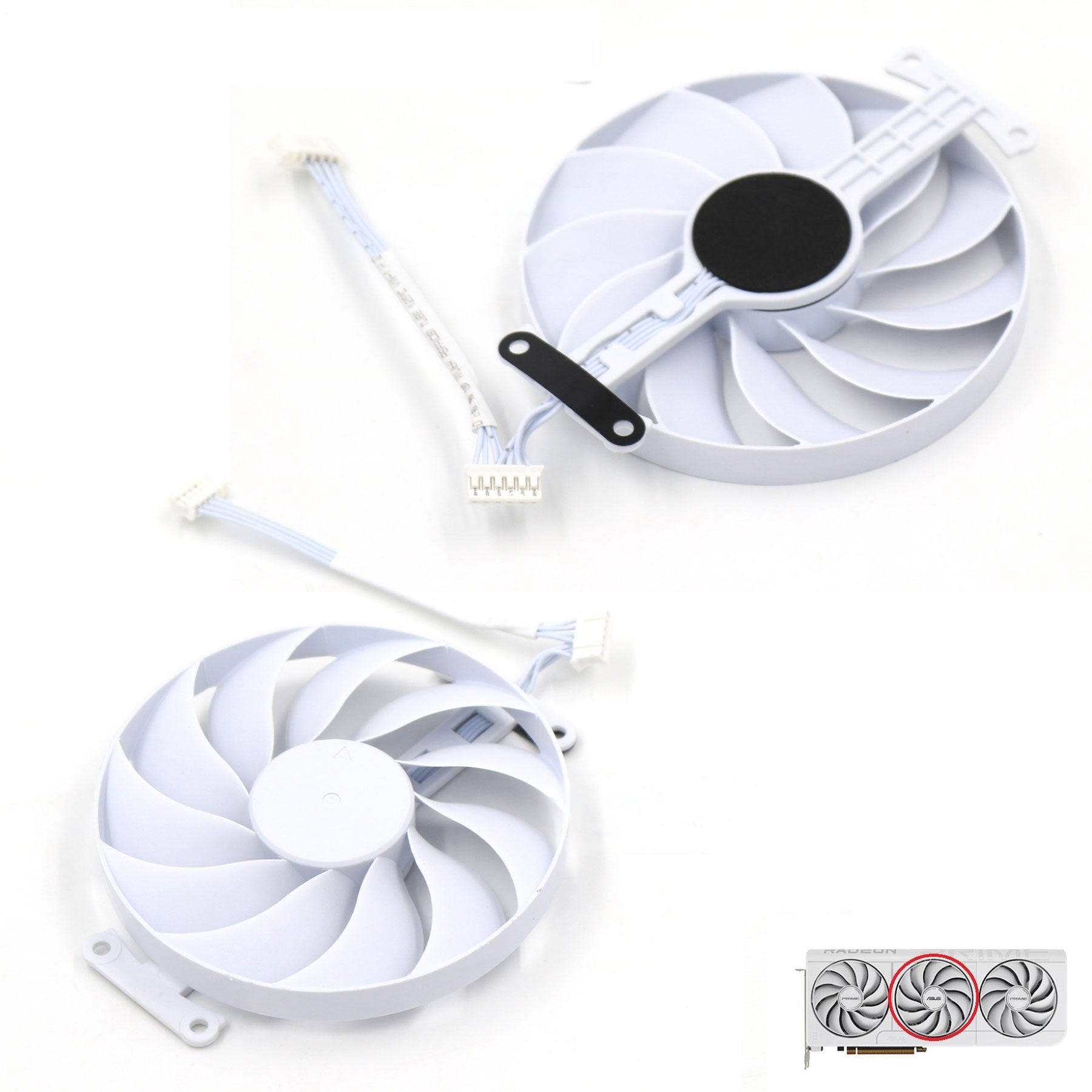 ASUS Prime Radeon RX 9070 XT White GPU Fan and Shroud Replacement