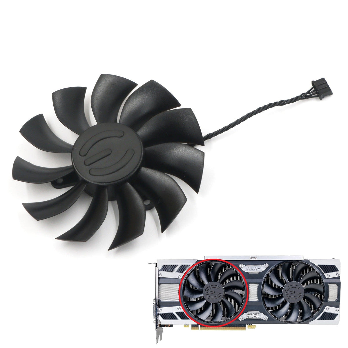 EVGA GeForce GTX 1070 SC2, 1080 SC2 GAMING Fan Replacement Model: PLA09215B12H