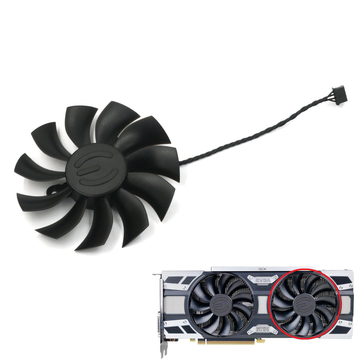 EVGA GeForce GTX 1070 SC2, 1080 SC2 GAMING Fan Replacement Model: PLA09215B12H