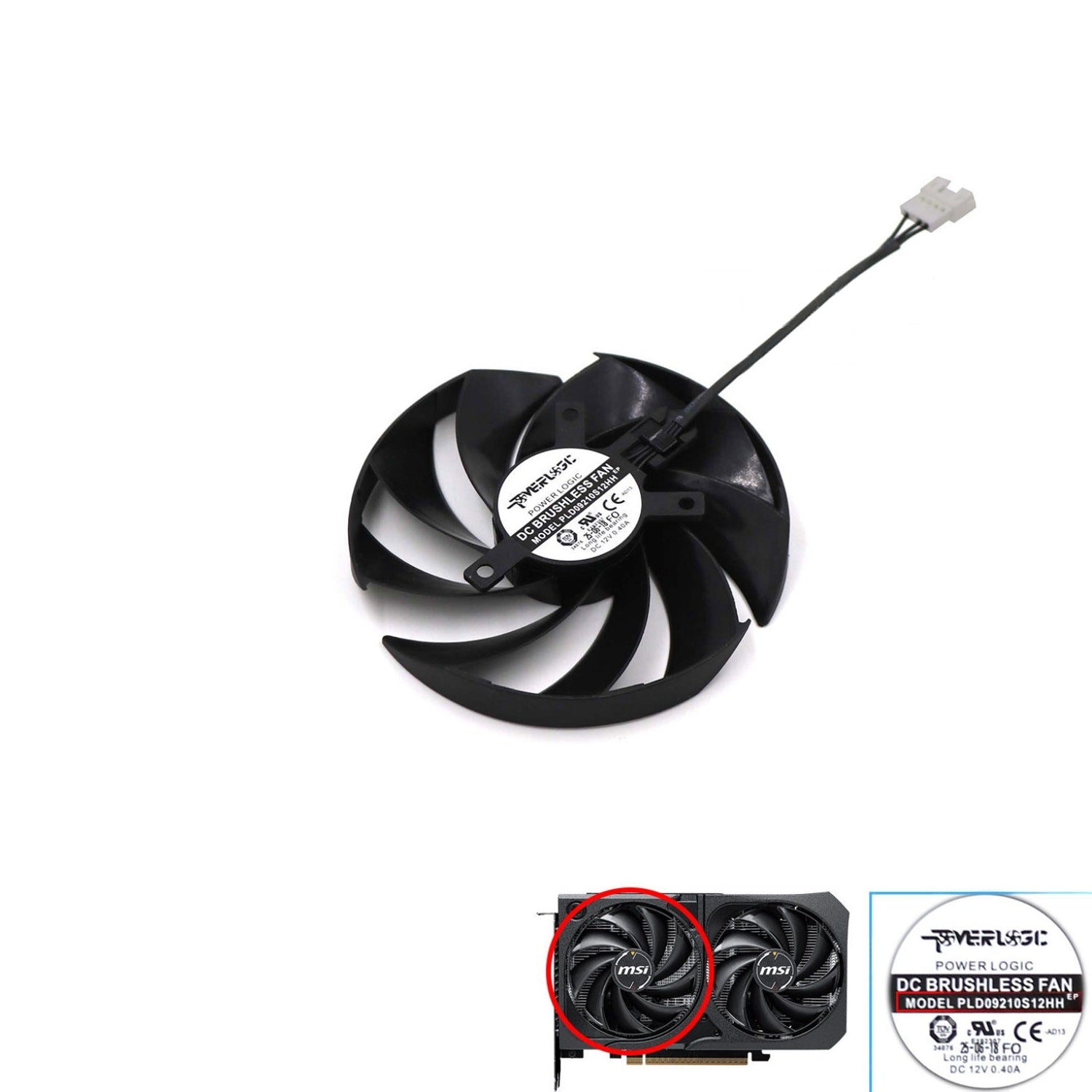 MSI GeForce RTX 5050 & RTX 5060 Shadow 2X GPU Fan & Shroud Replacement