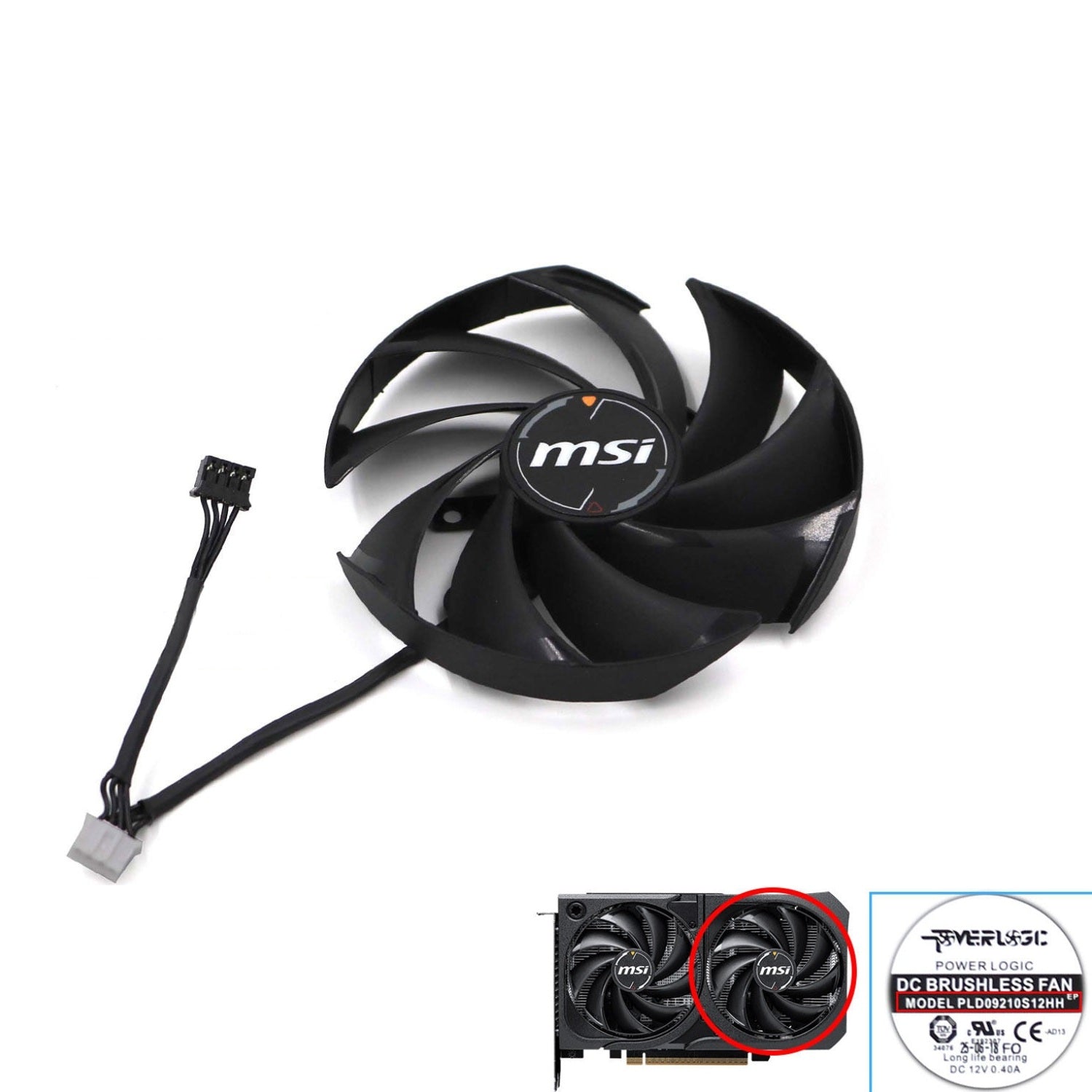 MSI GeForce RTX 5050 & RTX 5060 Shadow 2X GPU Fan & Shroud Replacement