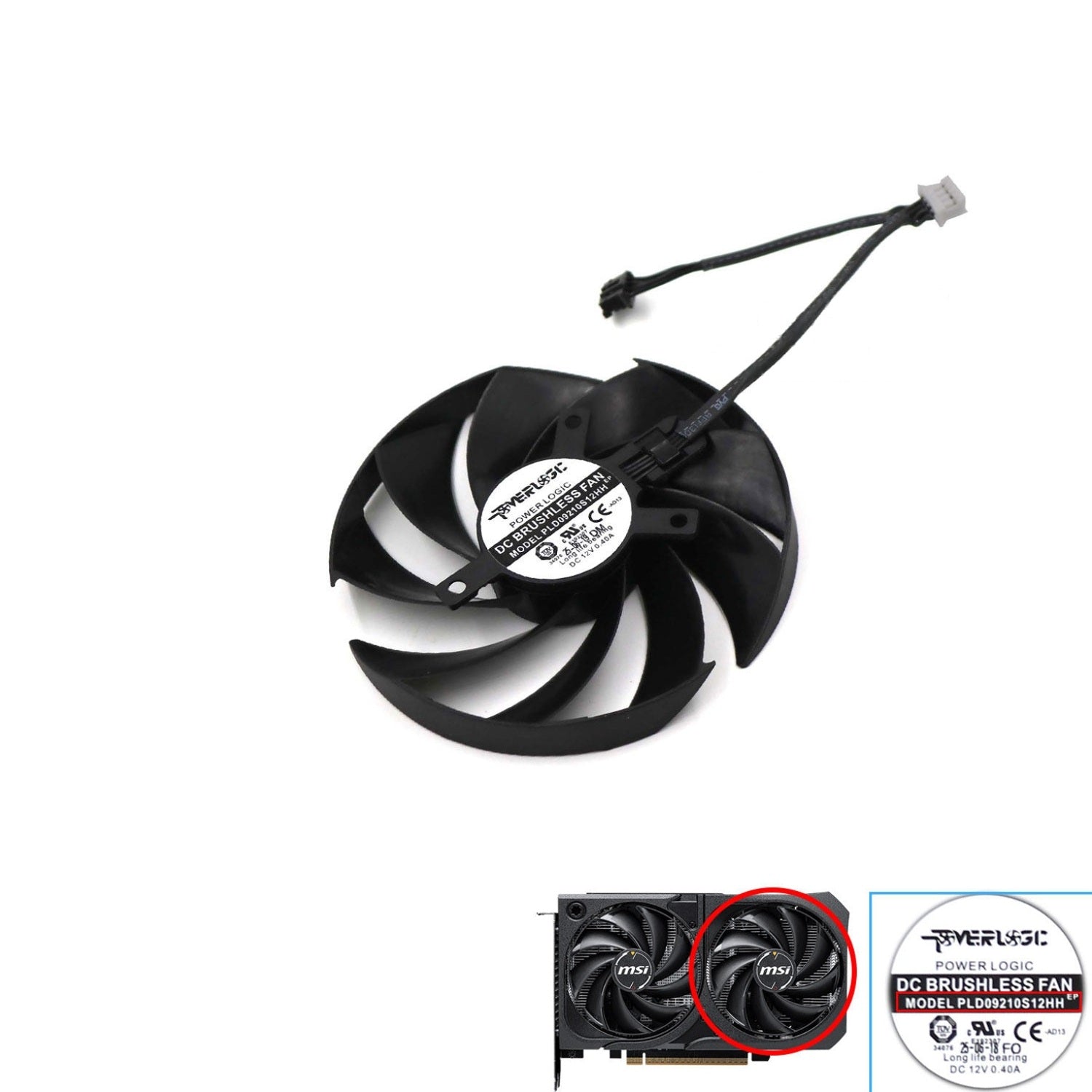 MSI GeForce RTX 5050 & RTX 5060 Shadow 2X GPU Fan & Shroud Replacement