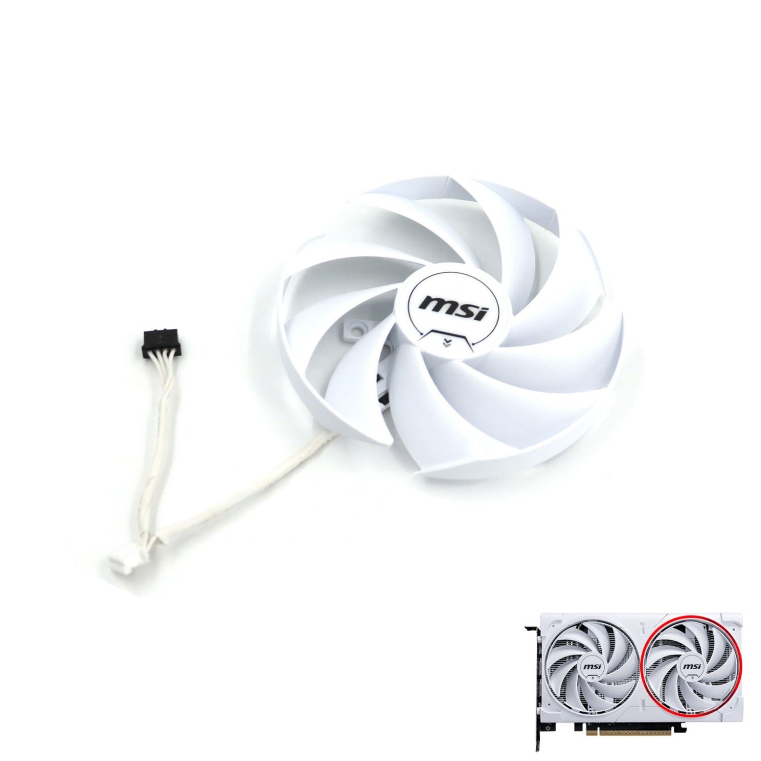 MSI GeForce RTX 5060 VENTUS 2X White GPU Fan & Shroud Replacement