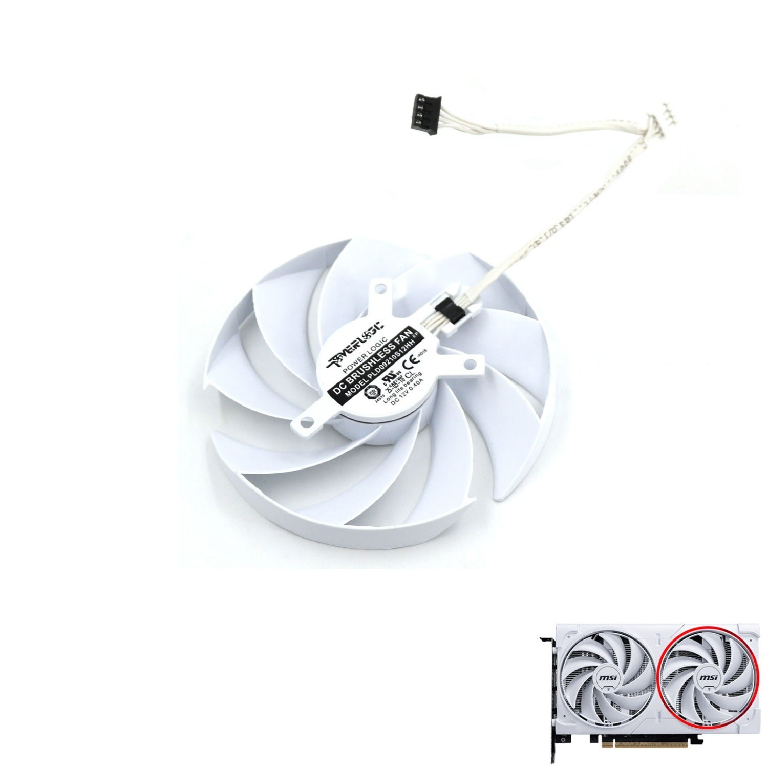 MSI GeForce RTX 5060 VENTUS 2X White GPU Fan & Shroud Replacement