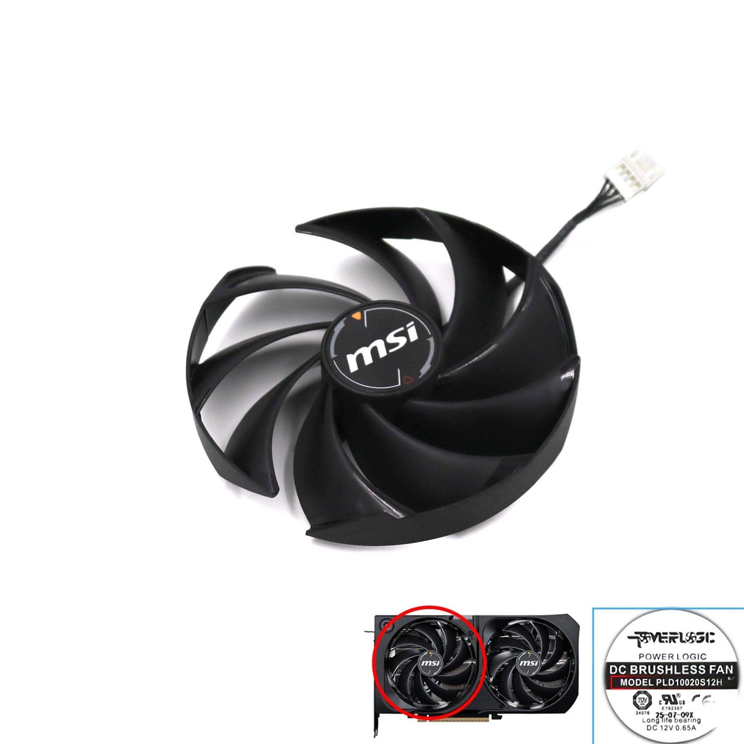 MSI GeForce RTX 5070 12G SHADOW 2X OC GPU Fan & Shroud Replacement