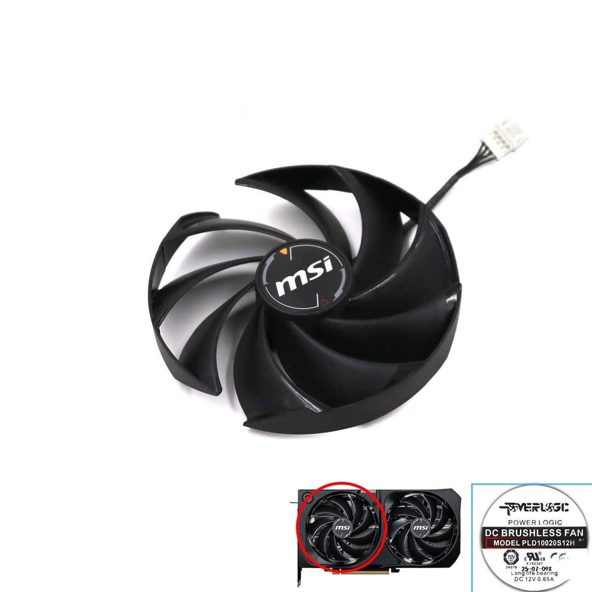 MSI GeForce RTX 5070 12G SHADOW 2X OC GPU Fan & Shroud Replacement