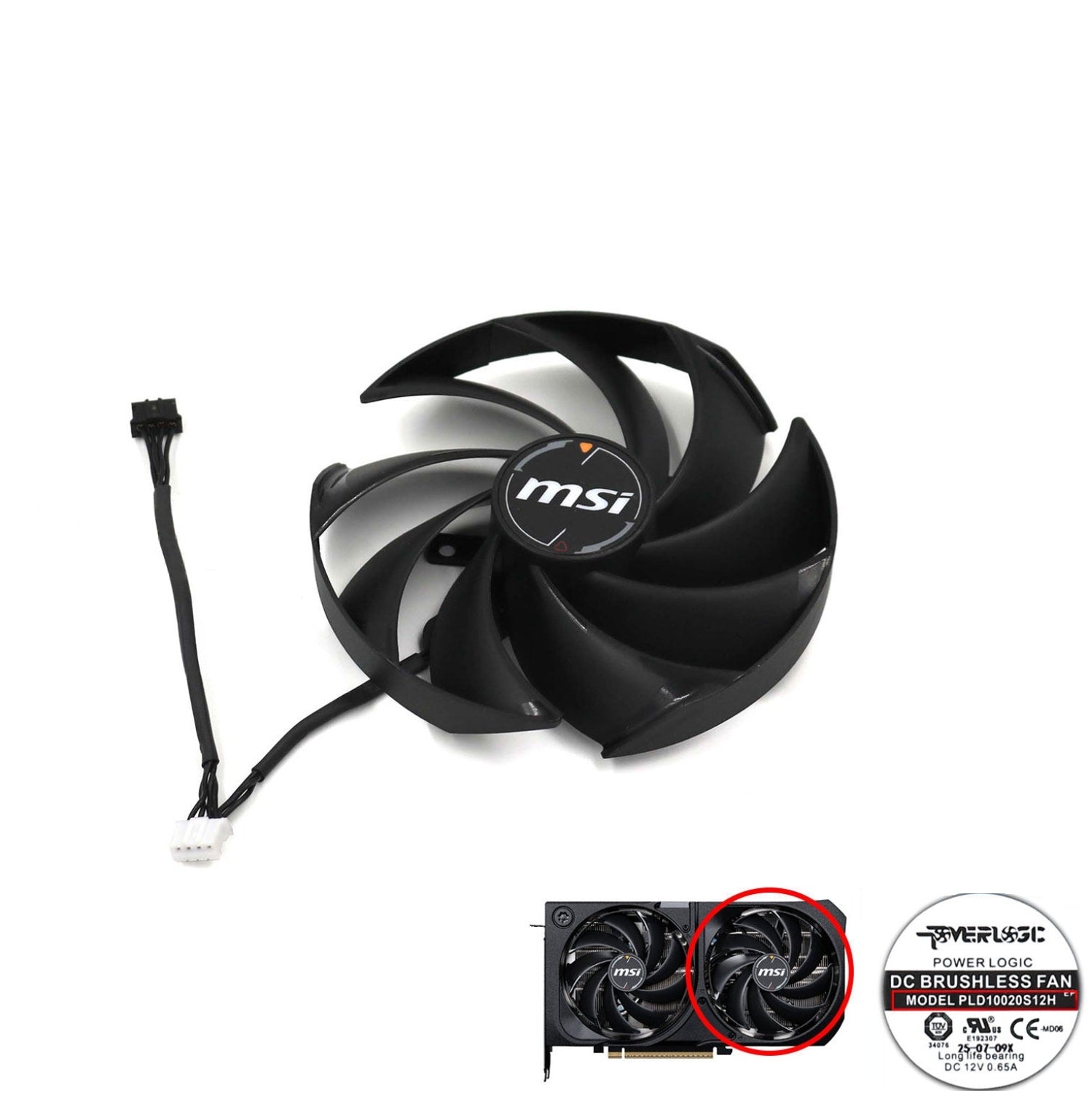 MSI GeForce RTX 5070 12G SHADOW 2X OC GPU Fan & Shroud Replacement