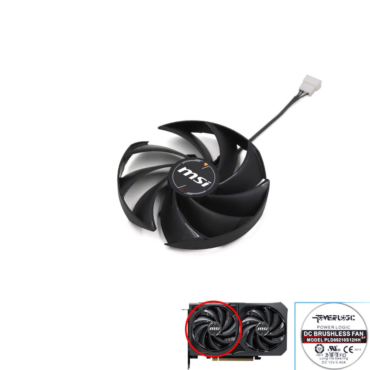 MSI GeForce RTX 5050 & RTX 5060 Shadow 2X GPU Fan & Shroud Replacement