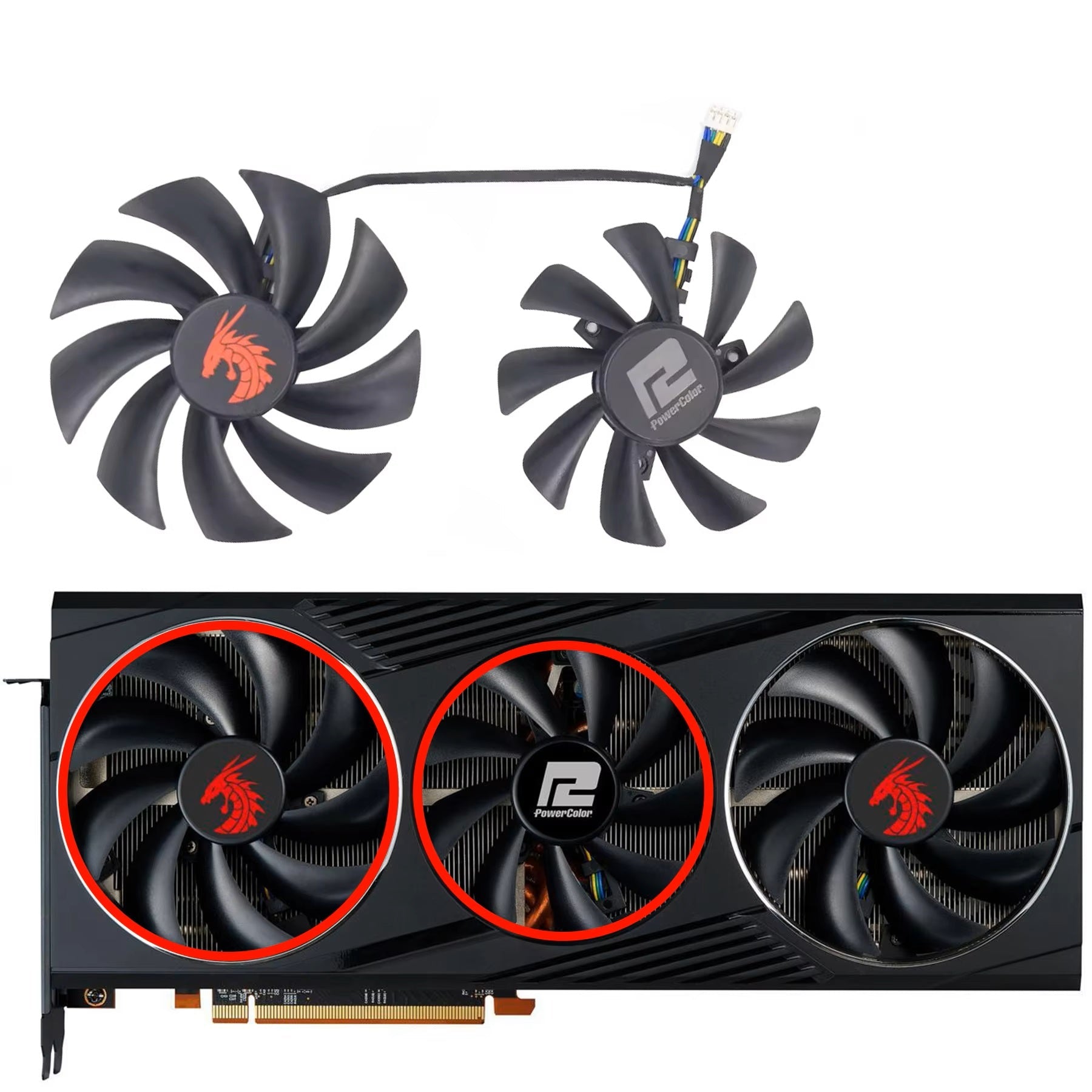Powercolor Two Fans PowerColor RX 6800 & 6800 XT Red Dragon Fan Replacement