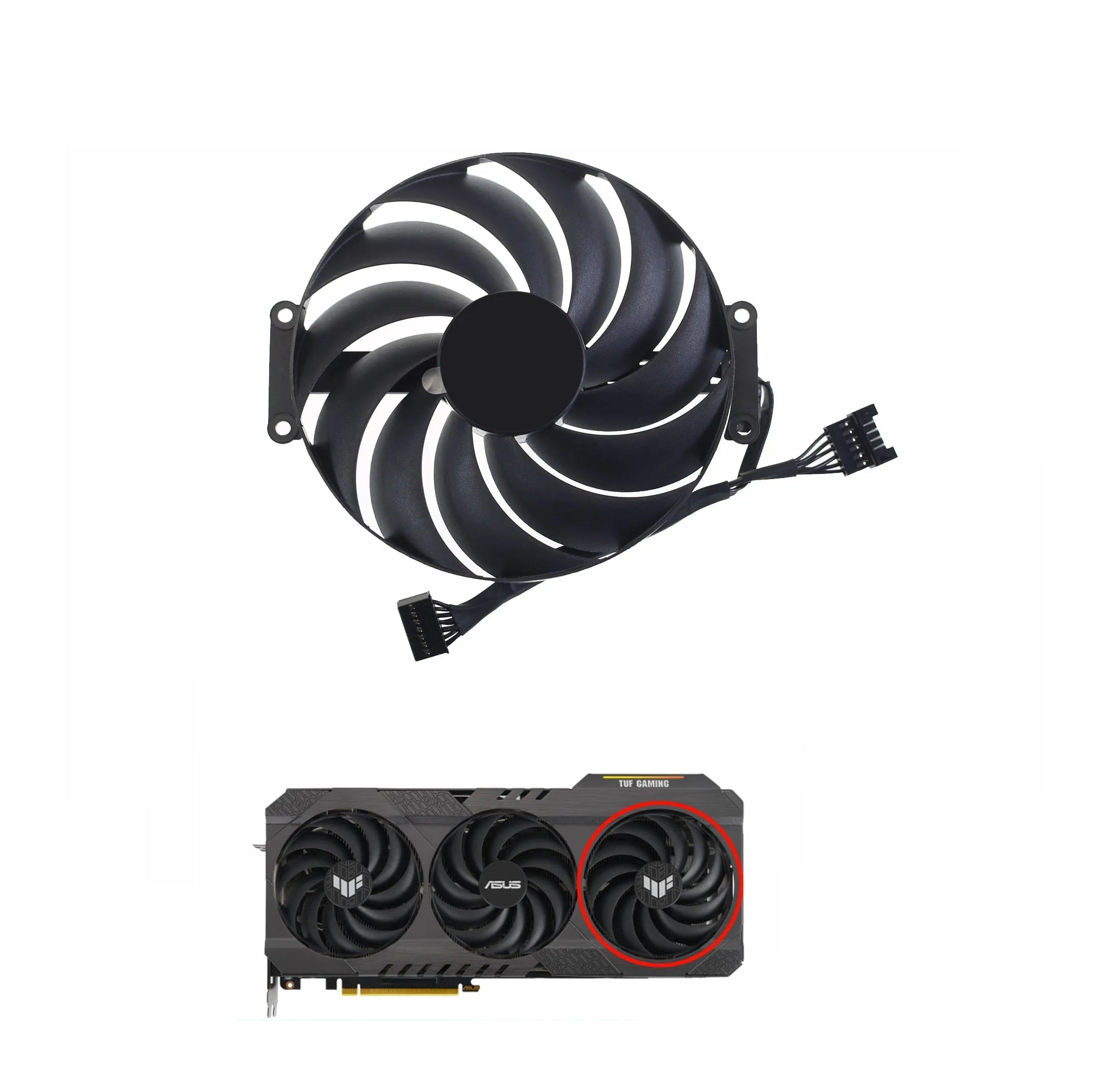 ASUS TUF Gaming Radeon RX 7700 XT, 7800 XT OC GPU Fan Replacement