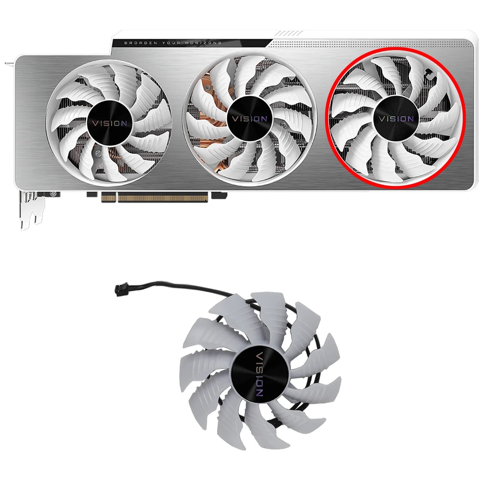 GIGABYTE GeForce RTX 3070Ti, 3080, 3080Ti, 3090 Vision White GPU Fan Replacement