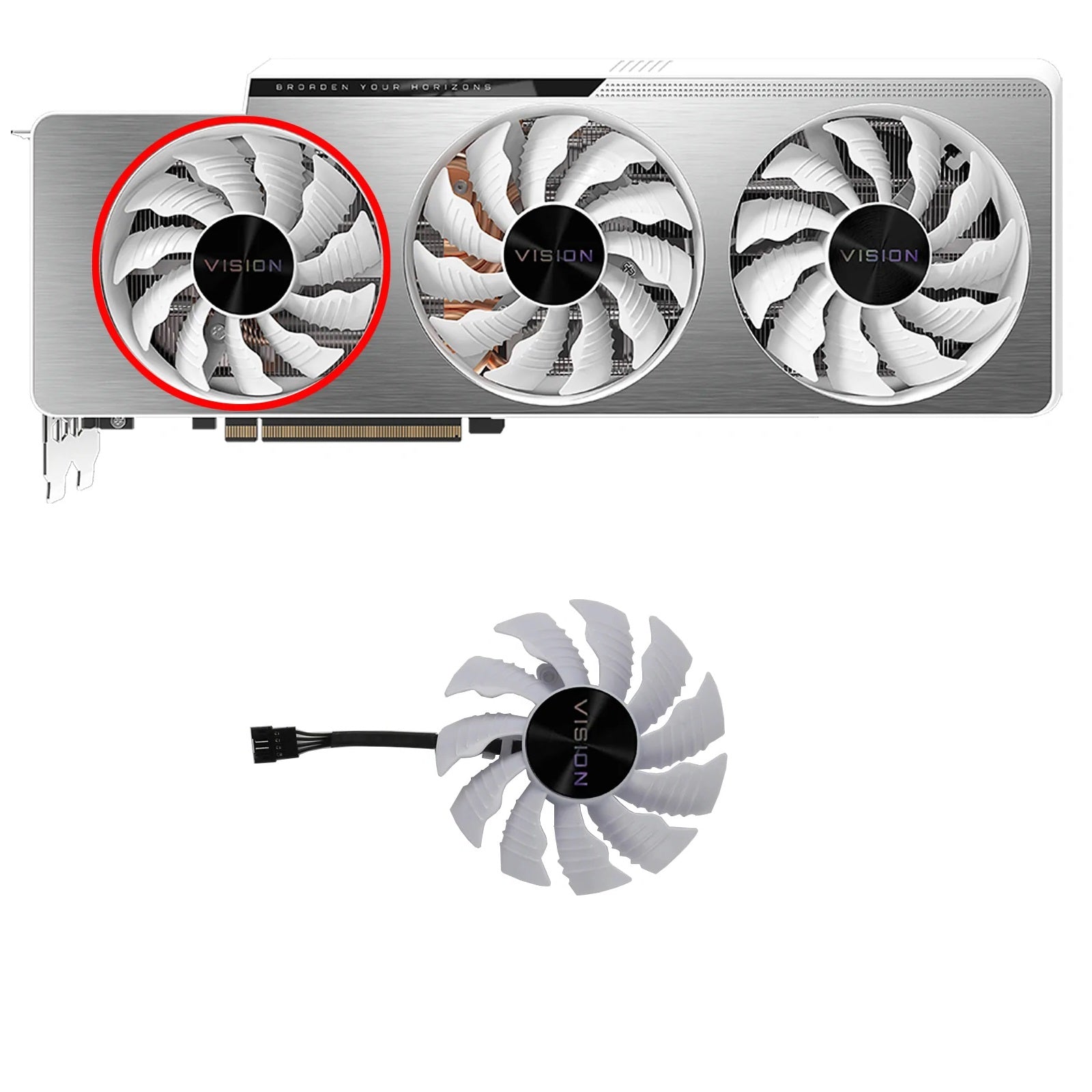 GIGABYTE GeForce RTX 3070Ti, 3080, 3080Ti, 3090 Vision White GPU Fan Replacement