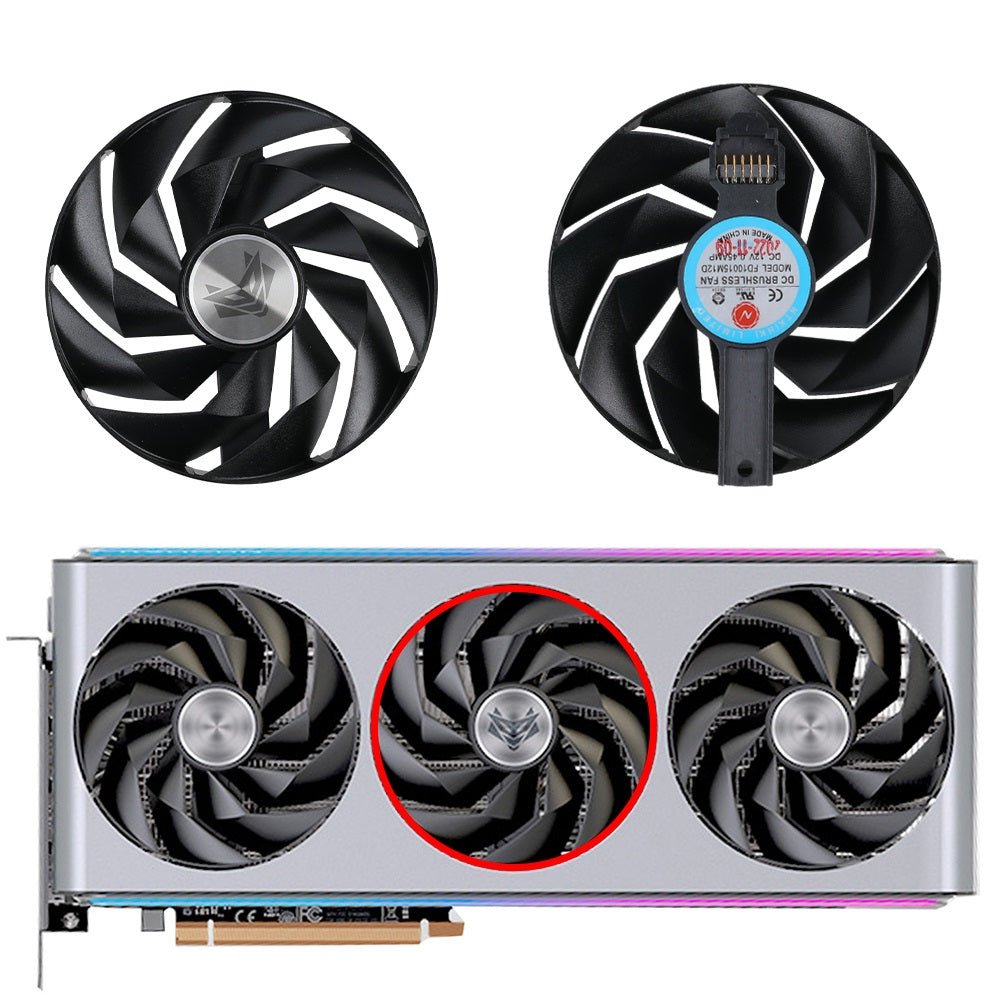 Sapphire Nitro+ AMD Radeon RX 7900 XTX Vapor-X 24gb GPU Fan Replacement Middle Fan